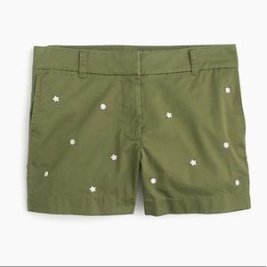 NWT J.Crew Embroidered 4” Chino Shorts